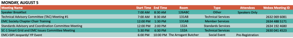 Collateral Meetings Monday August 5